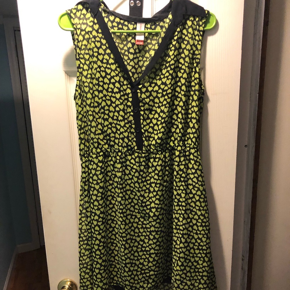 Green and black heart dress